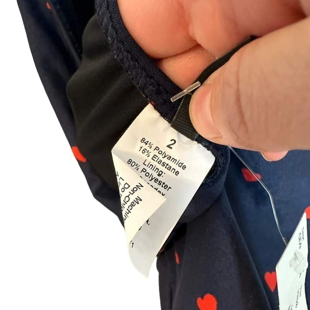 NWT J Crew T-back swimsuit, heart print, 2
